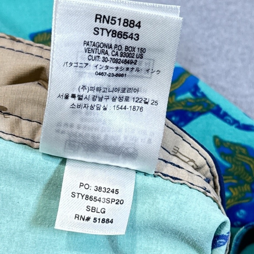 PATAGONIA Stretch Wavefarer Boardshorts 21" Mens 36 Blue Floral Swim Trunks - Picture 11 of 11